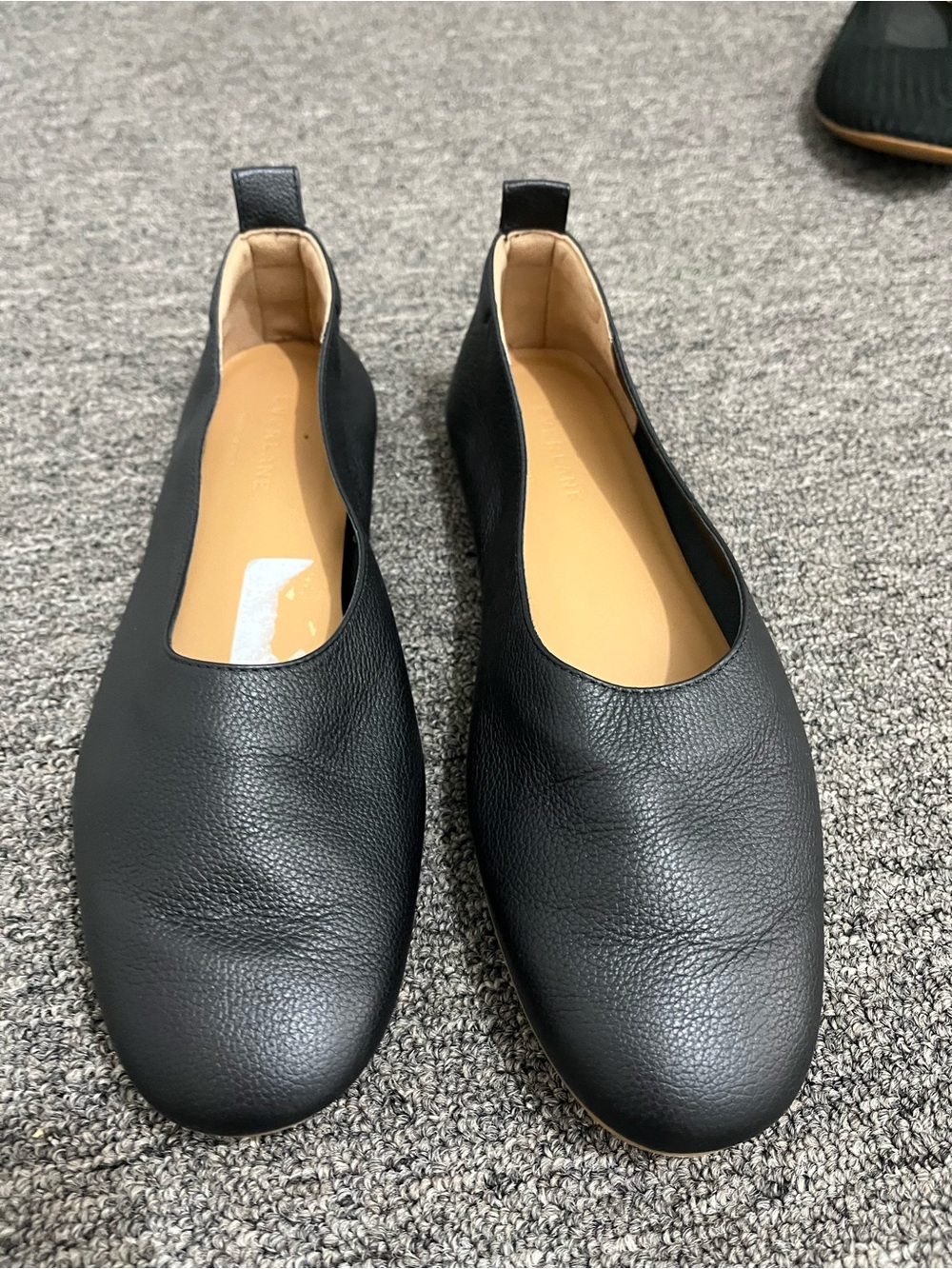 Everlane Black Leather Slip-On Flats